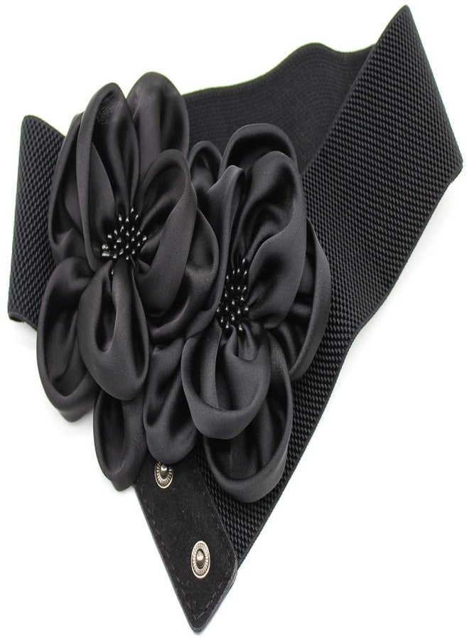 ALAIX Women's Wide Belt Stretchy Chunky Waist Belt Dress Belts Big Flower Cinch Belts Elastic Belts for Women - Image 3